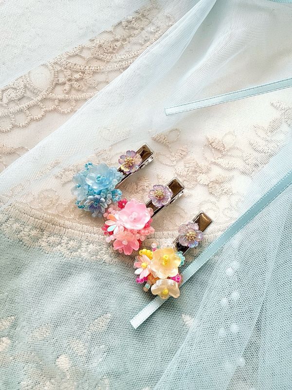 日系手工花小版髮夾 