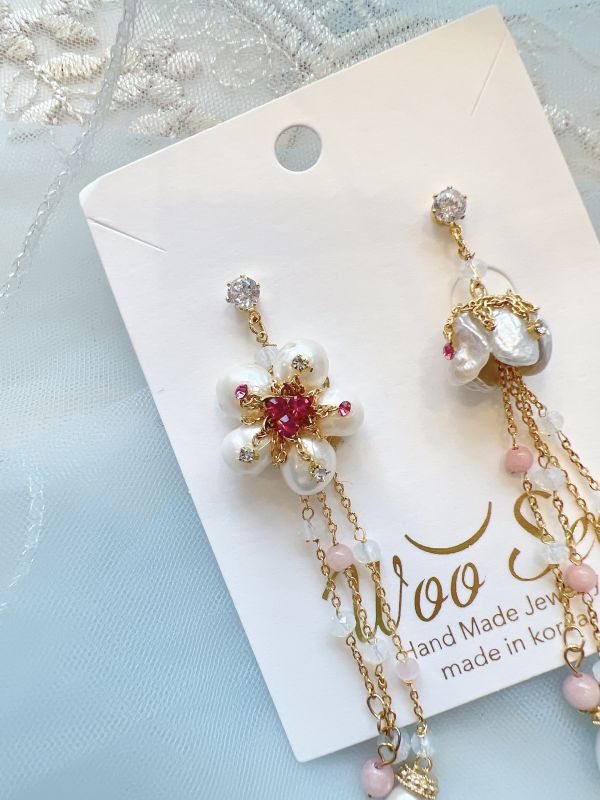 淡水珍珠花系列垂墜流蘇氣質銀針耳環 