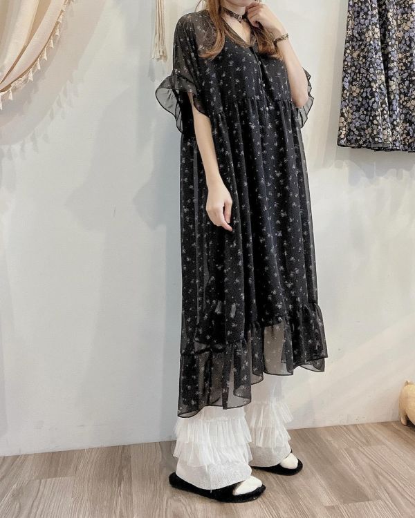 兩件式小碎花雪紡洋裝 