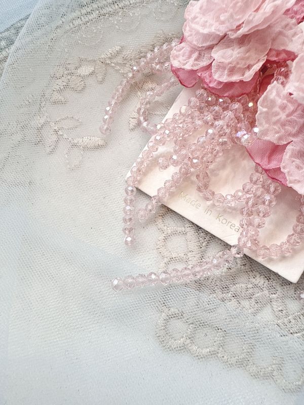 水晶垂墜日系雪紡花樣耳環 