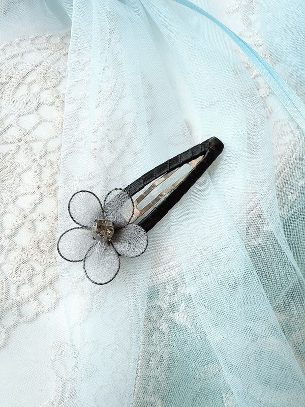 手工立體棉絲花自動髮夾啪啪夾 