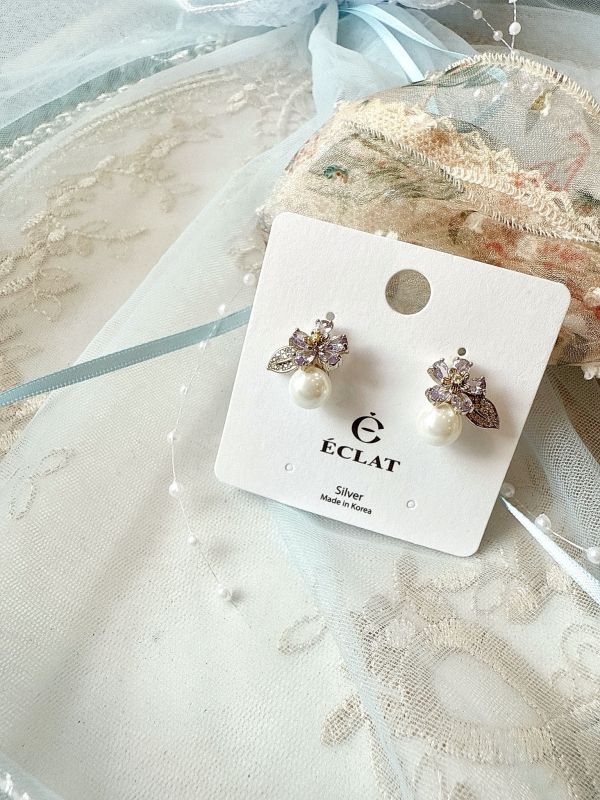 晚霞紫色氣質典雅鋯石小花 