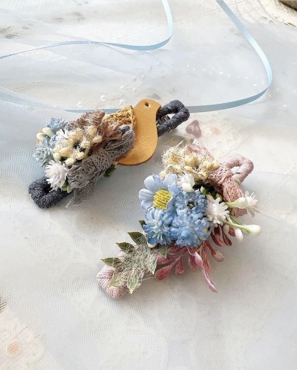 手工森林系樹酯鳥語花香兩件式髮夾 