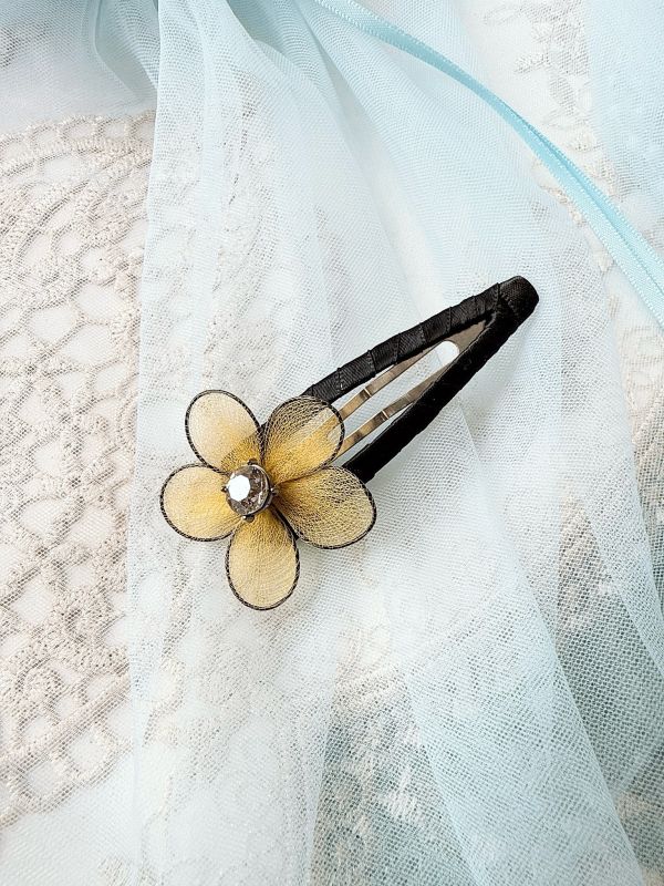 手工立體棉絲花自動髮夾啪啪夾 