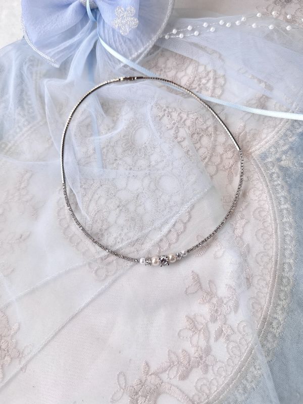 圓形金屬感簡約鋯石項鍊 