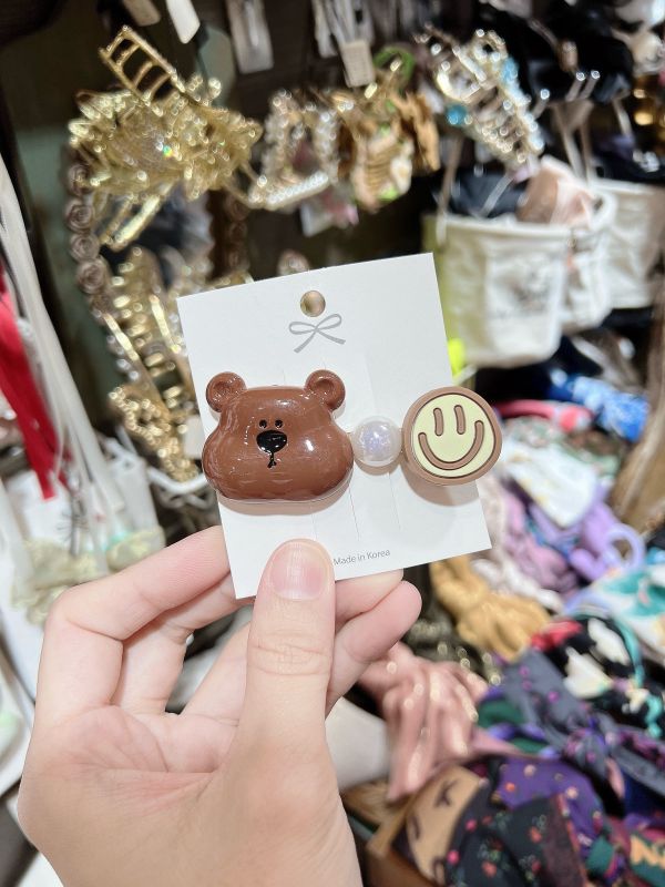 立體小熊微笑橡膠壓夾/側邊夾 