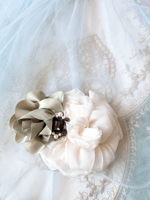 玉潔優雅雪紡花朵彈跳夾 