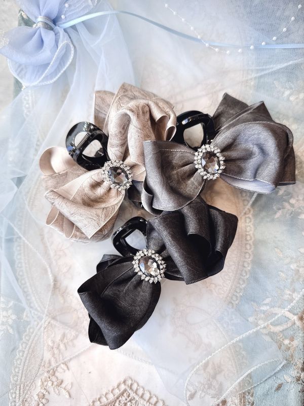 絲感雪紡華麗寶石個性抓夾 