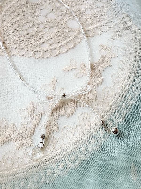 水晶奢雅蝴蝶結精緻短鏈 