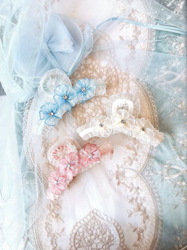 維多莉亞雪紡花朵公主波浪邊抓夾 