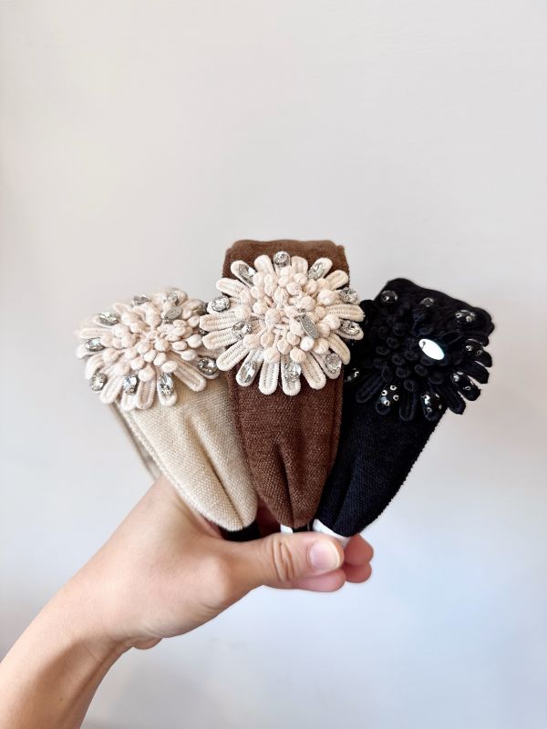 蕾絲花瓣復古厚棉寬版髮圈 