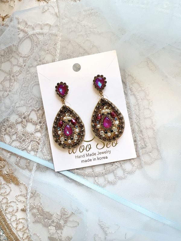 波希米亞復古華麗水滴型耳環 