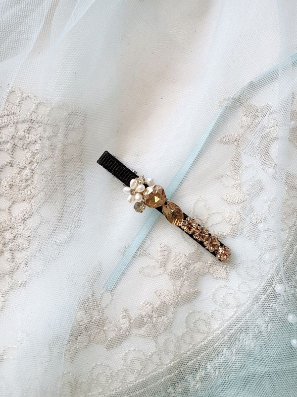 花夕水鑽手工壓夾 