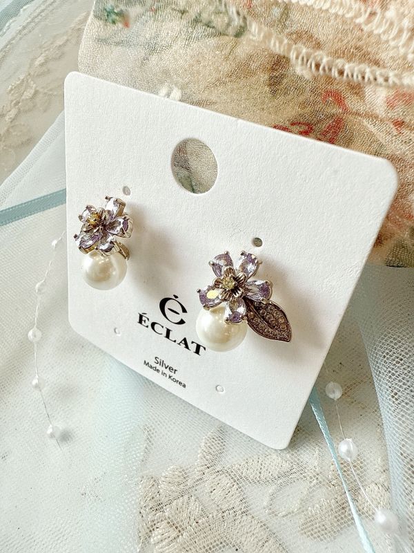 晚霞紫色氣質典雅鋯石小花 