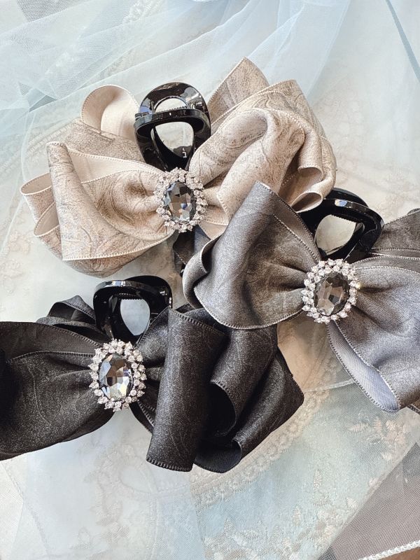 絲感雪紡華麗寶石個性抓夾 