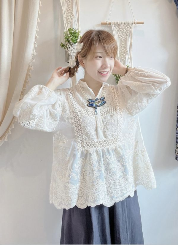 獨家設計寶藍蜻蜓刺繡項鍊 