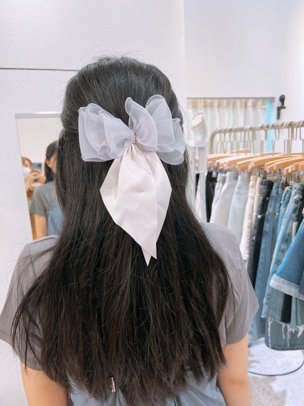 透紗雪紡唯美蝴蝶結彈跳夾 