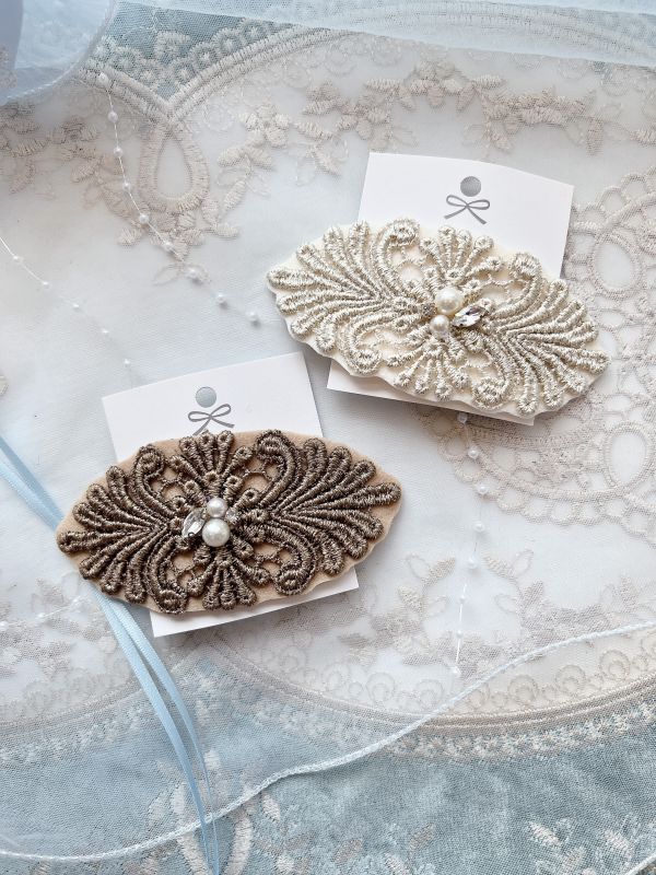 金蔥蕾絲復古花紋啪啪髮夾 