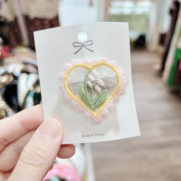 小朋友蕾絲刺繡愛心小髮夾 