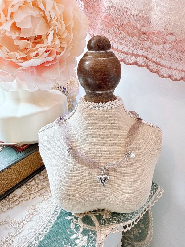 晚霞柔光雪紡垂墜愛心頸鏈短鏈 