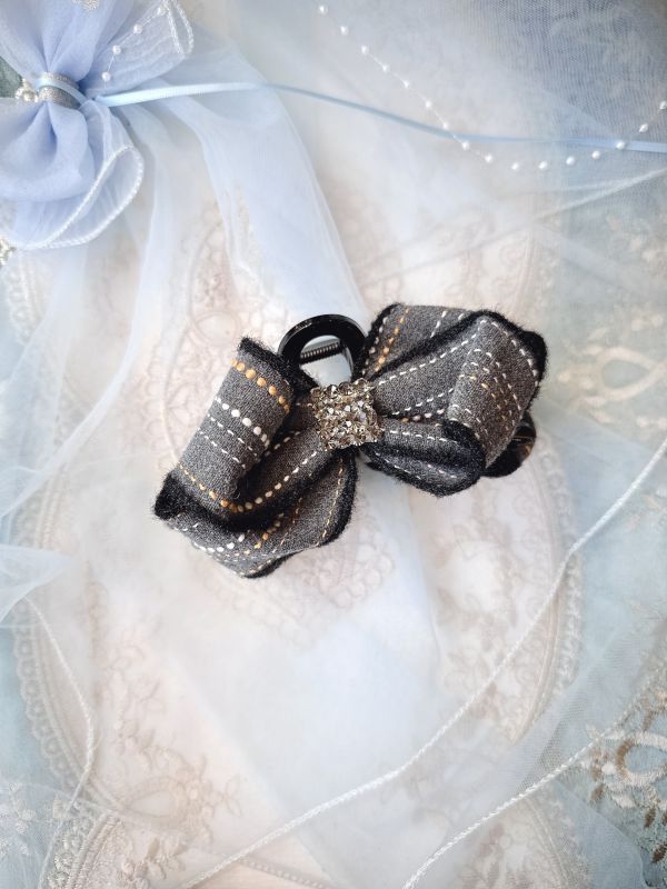 冬日絨邊蓬感蝴蝶結大抓夾 