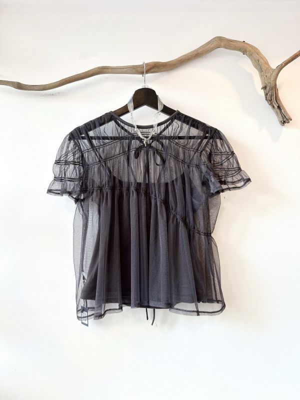 兩件式兩面穿彈性雪紡綁帶小罩衫 