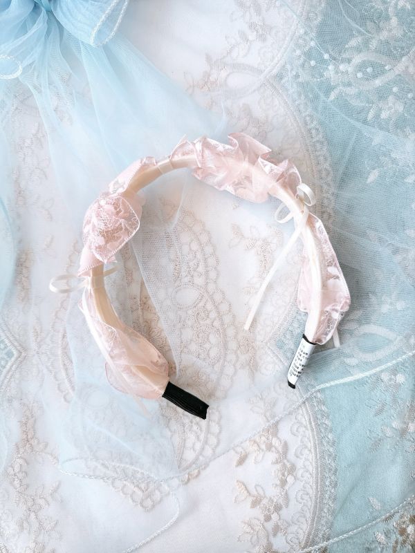 夢幻甜美蝴蝶結精緻蕾絲髮圈 