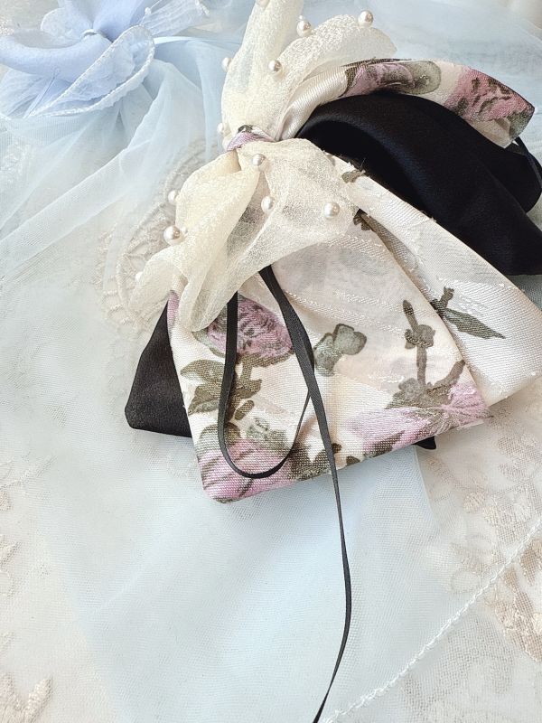 宮廷紫玫瑰黑色蝴蝶結公主抓夾 