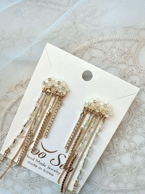 花仙子垂墜金屬流蘇微美耳環 