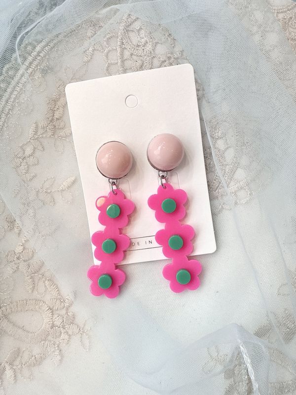 花朵壓克力休閒耳環 