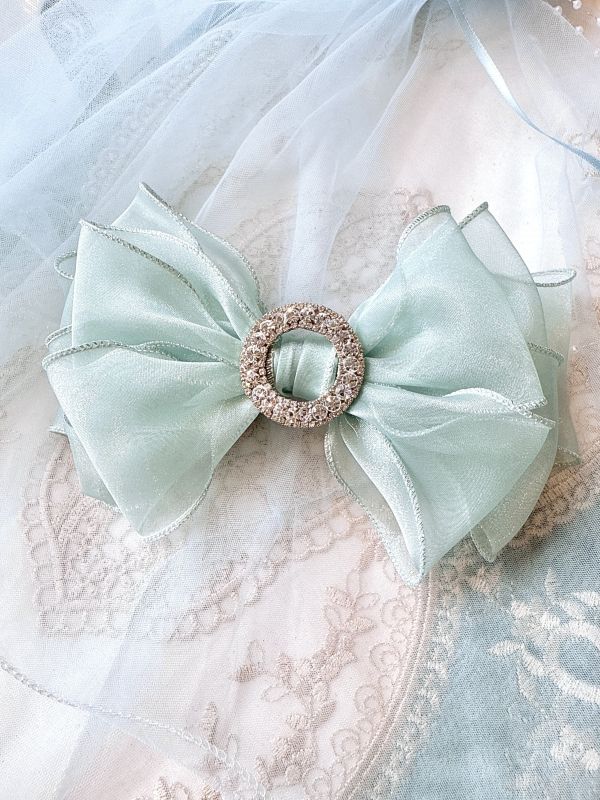 銀蔥雪紡華貴蝴蝶結髮夾 