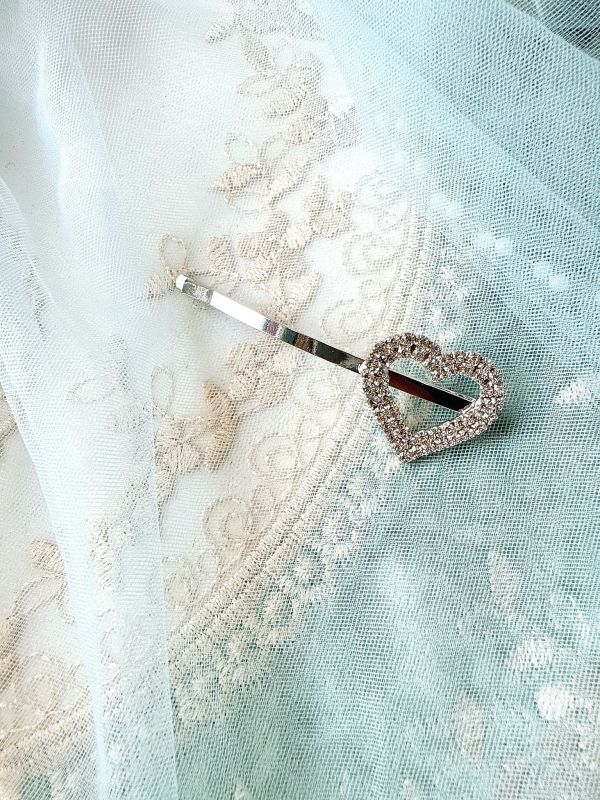 愛心水鑽簡單造型髮夾一字夾 