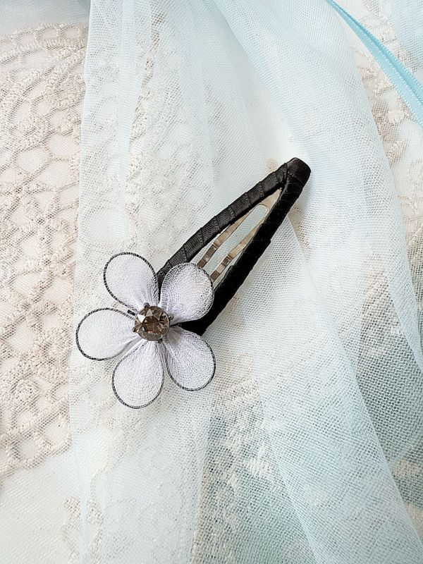 手工立體棉絲花自動髮夾啪啪夾 