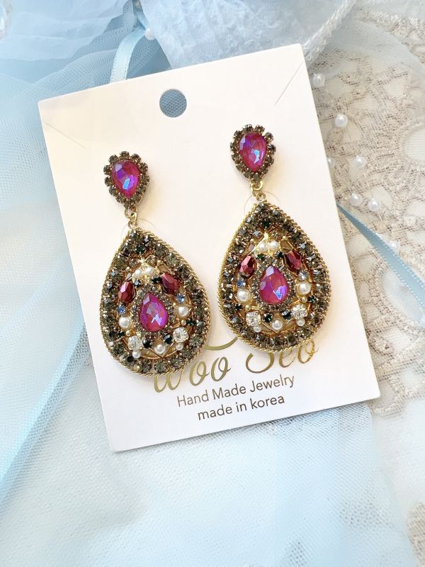 波希米亞復古華麗水滴型耳環 