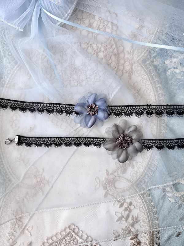 水彩花影手工花蕾絲耳環 