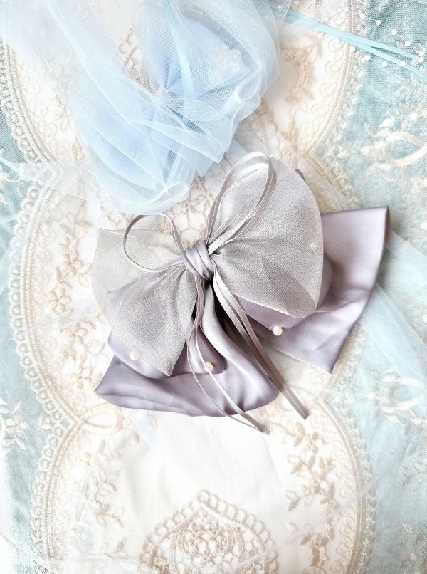 緞面質感蝴蝶結可愛風雪紡公主鯊魚夾/抓夾 