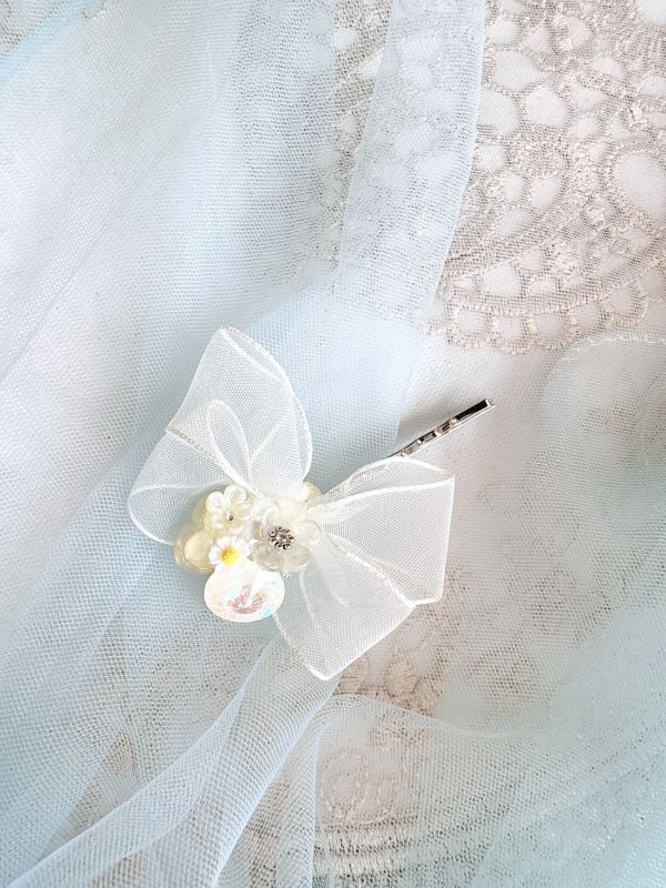 粉嫩精緻彩鑽手工髮夾 