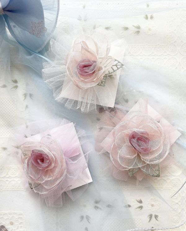 小朋友立體雪紡花壓夾 