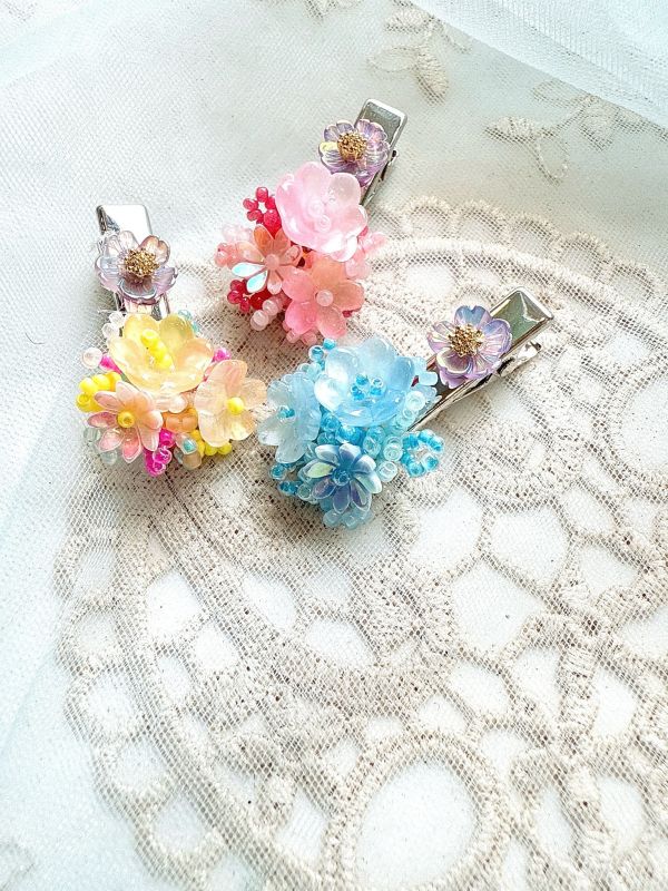 日系手工花小版髮夾 