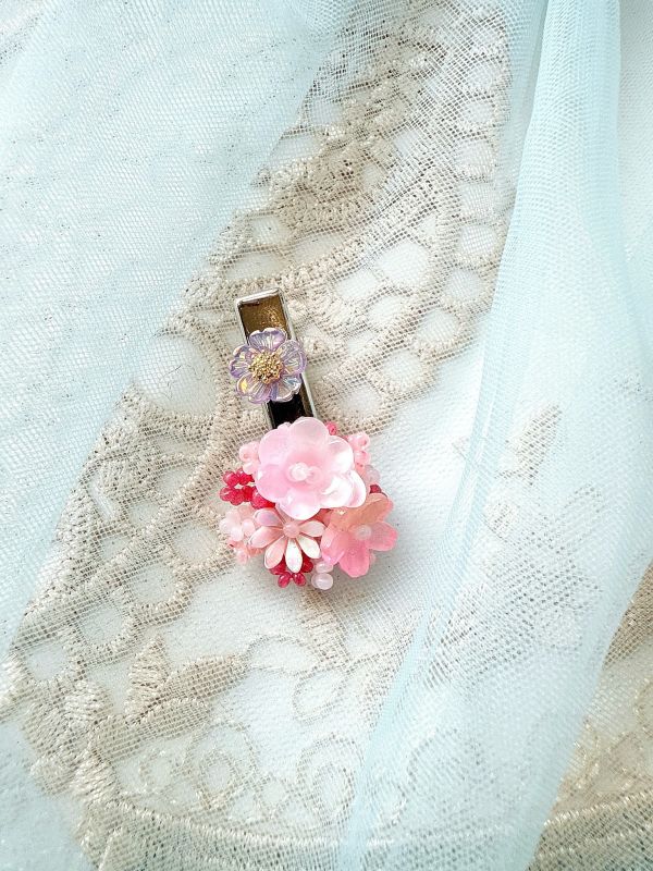 日系手工花小版髮夾 