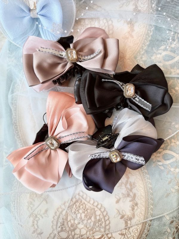 簡約雙層雪紡大蝴蝶結抓夾 