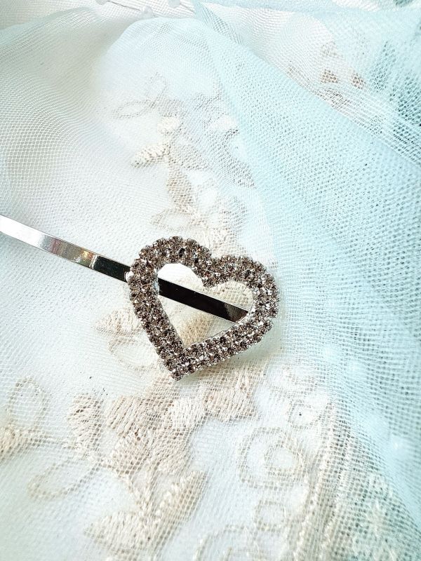 愛心水鑽簡單造型髮夾一字夾 