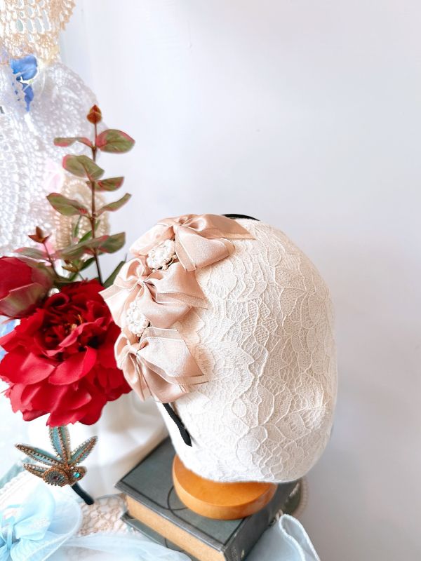 低調優雅香檳蝴蝶結氣質髮圈 