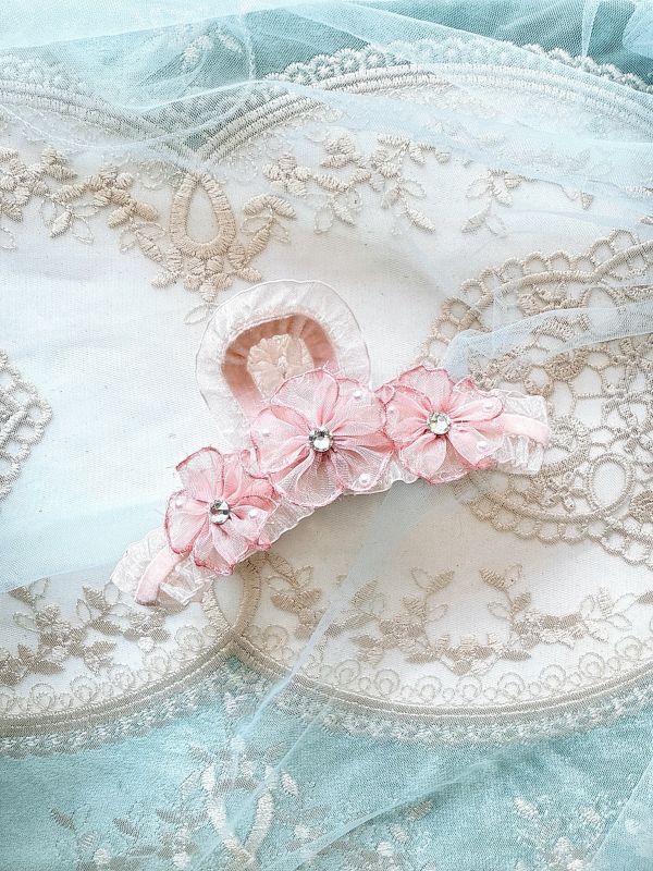 維多莉亞雪紡花朵公主波浪邊抓夾 