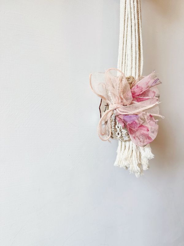 春夏草編多層次雪紡蝴蝶結抓夾 