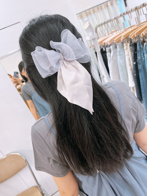 透紗雪紡唯美蝴蝶結彈跳夾 