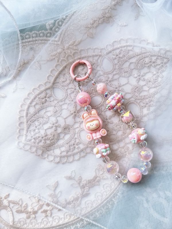 超可愛彩光串珠手機吊飾/掛墜 