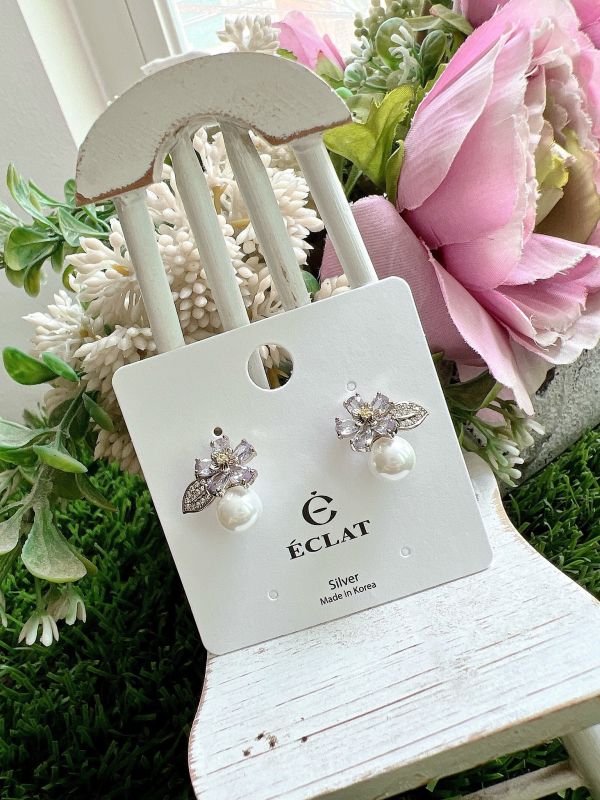 晚霞紫色氣質典雅鋯石小花 