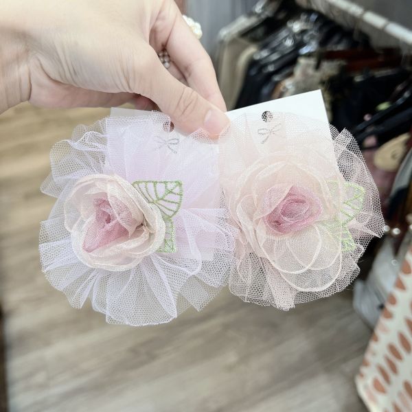 小朋友立體雪紡花壓夾 