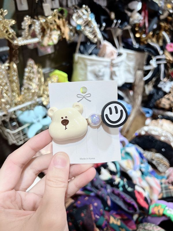 立體小熊微笑橡膠壓夾/側邊夾 